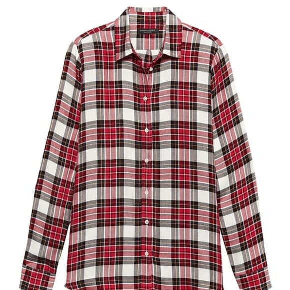 NWT Red Plaid Button Down Shirt Banana Republic Size XL - Picture 2 of 3